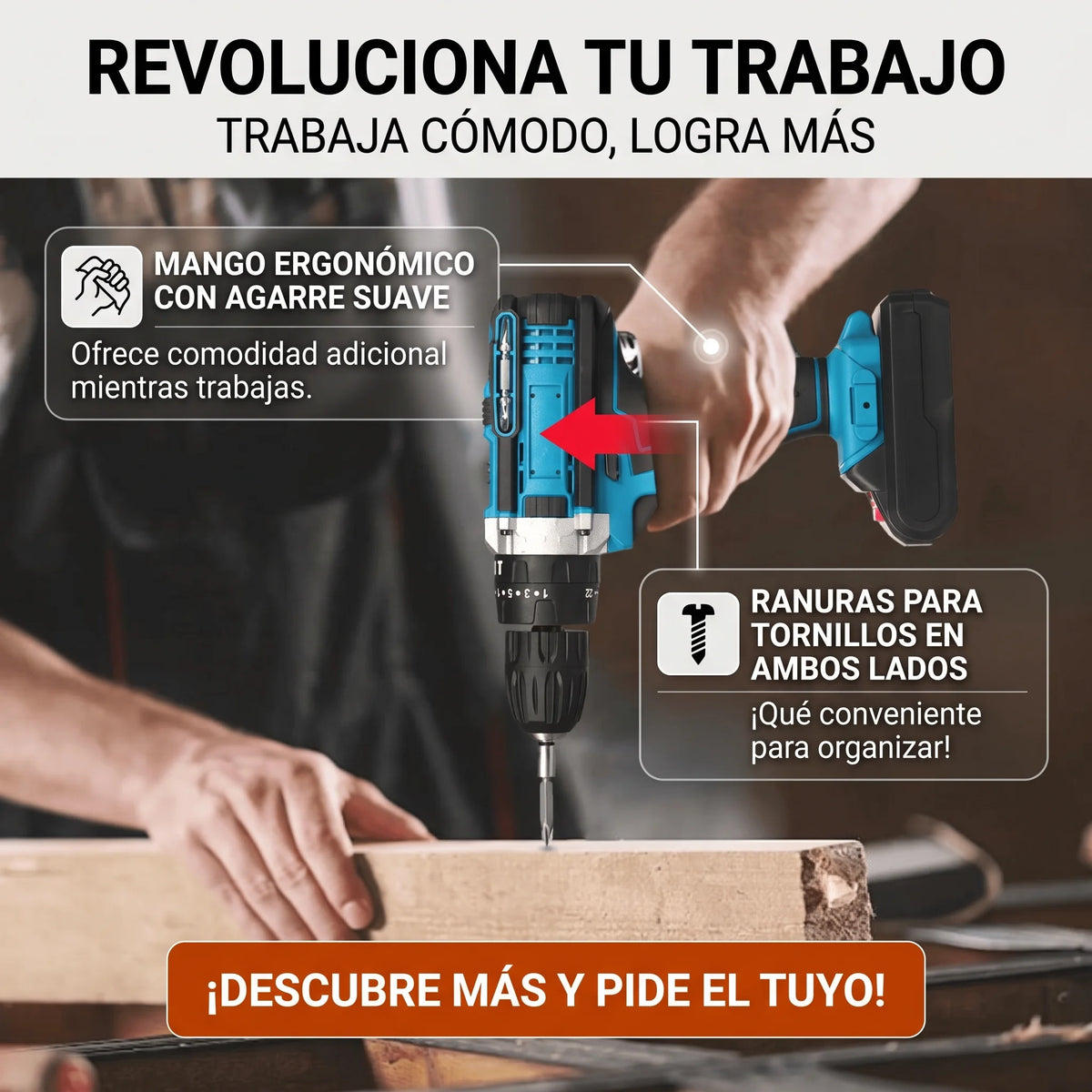 Taladro Inalámbrico + 2 Bat + Accesorios