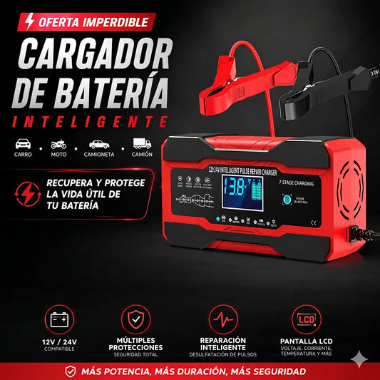 Cargador de Baterías para Auto / Moto / Camioneta