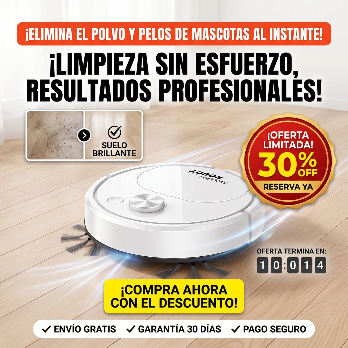 NovaClean Pro 3-en-1 - Robot de Limpieza Inteligente