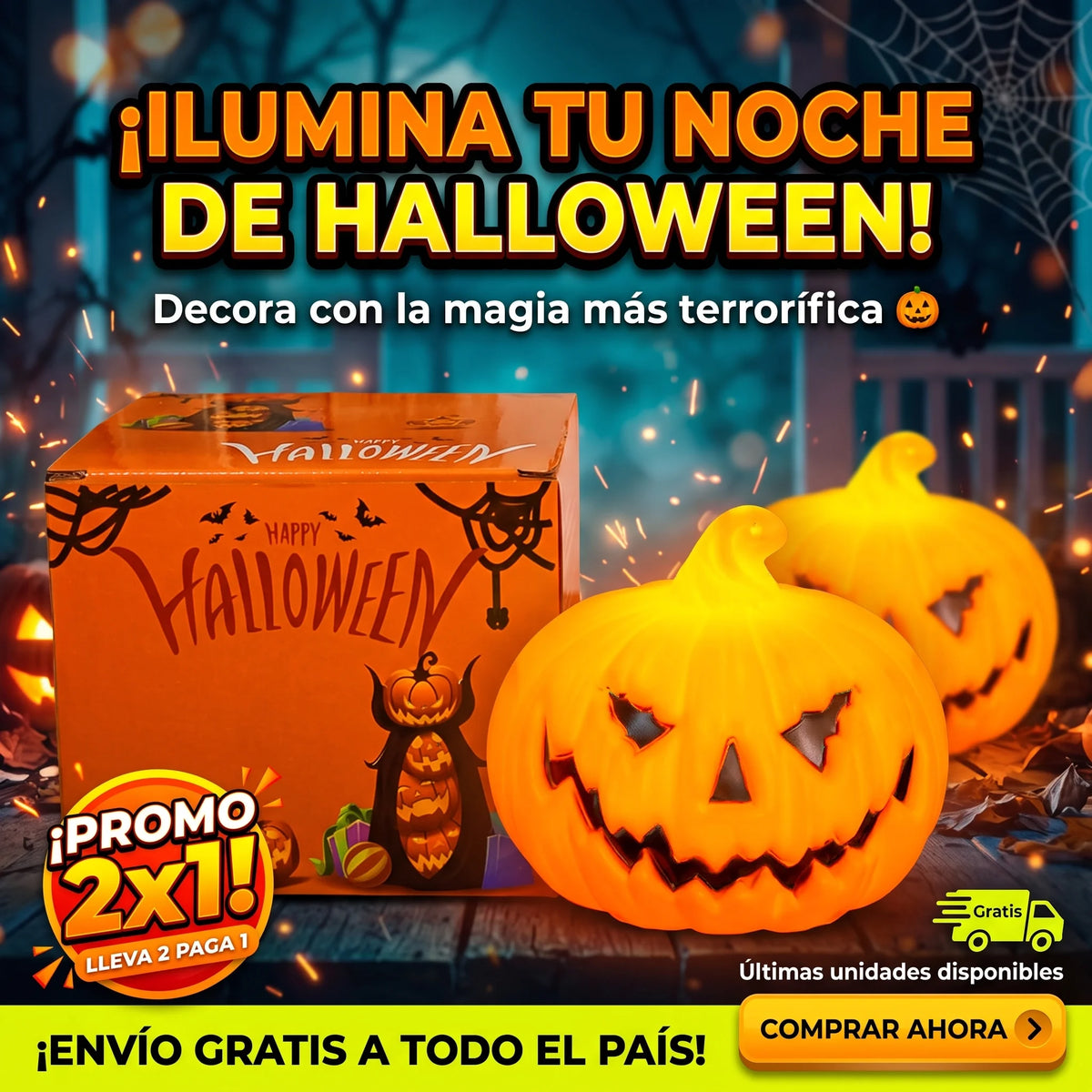 Promo 2x1 - Luces LED de Calabaza Jack-o'-lantern