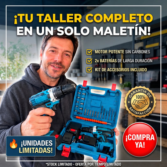 Taladro Inalámbrico + 2 Bat + Accesorios