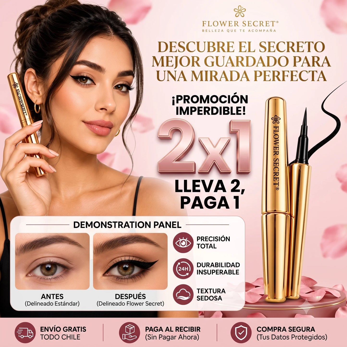 Flower Secret Luxury Line – Pack 2x1 Delineador Líquido a Prueba de Agua