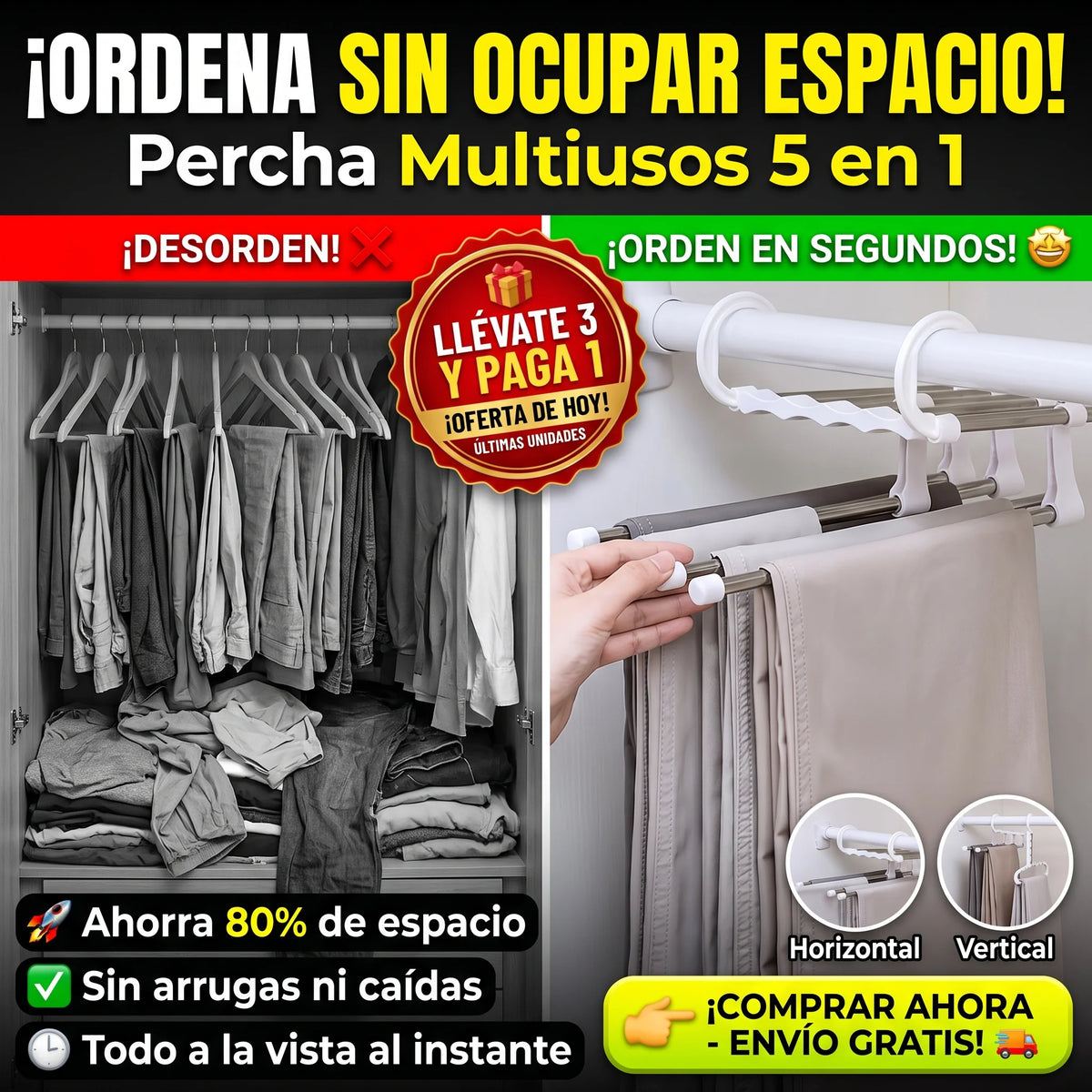 Organizador Multi-Percha 5 en 1 - Lleva 3 paga 1