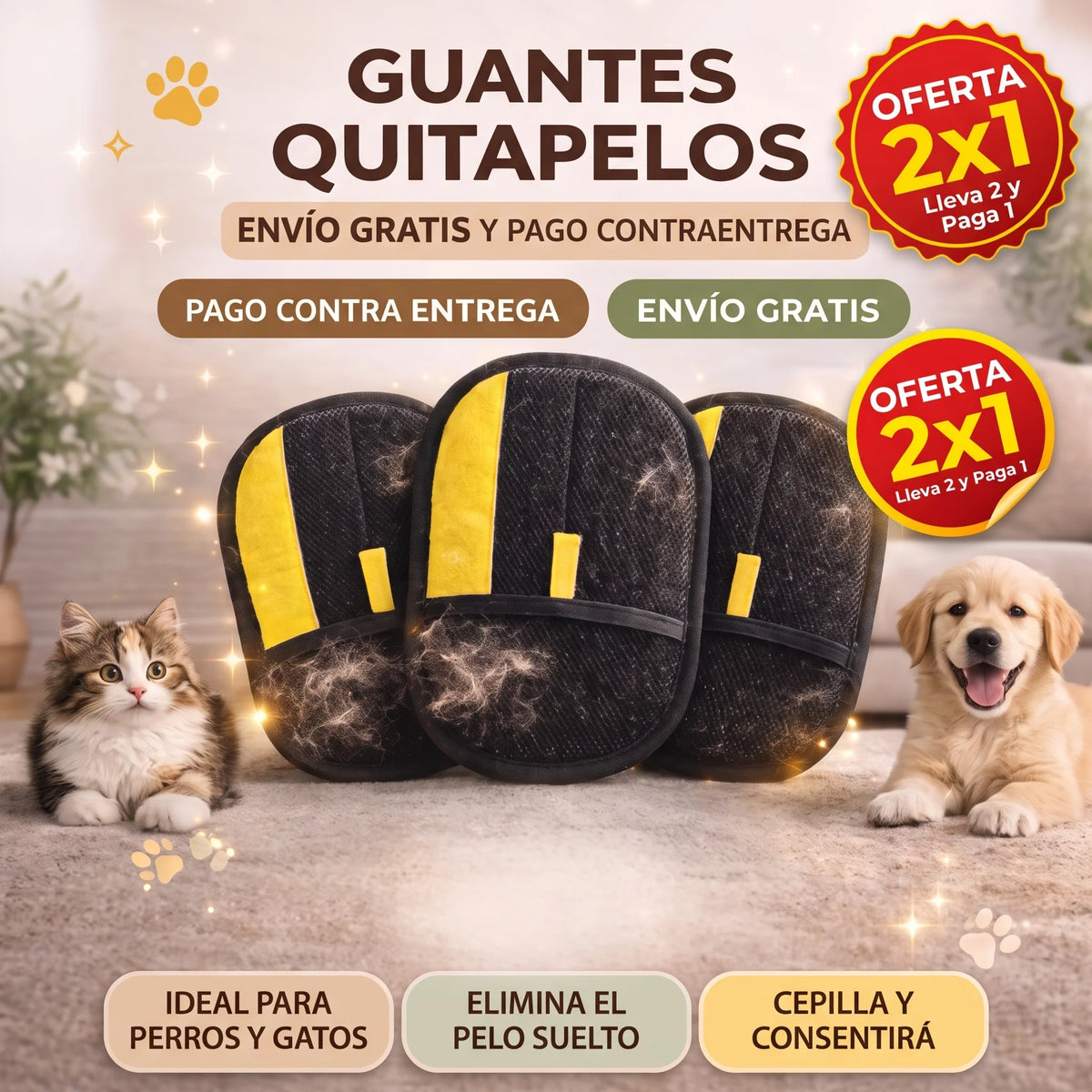 PetClean Touch - Guante Removedor de Pelo 2x1