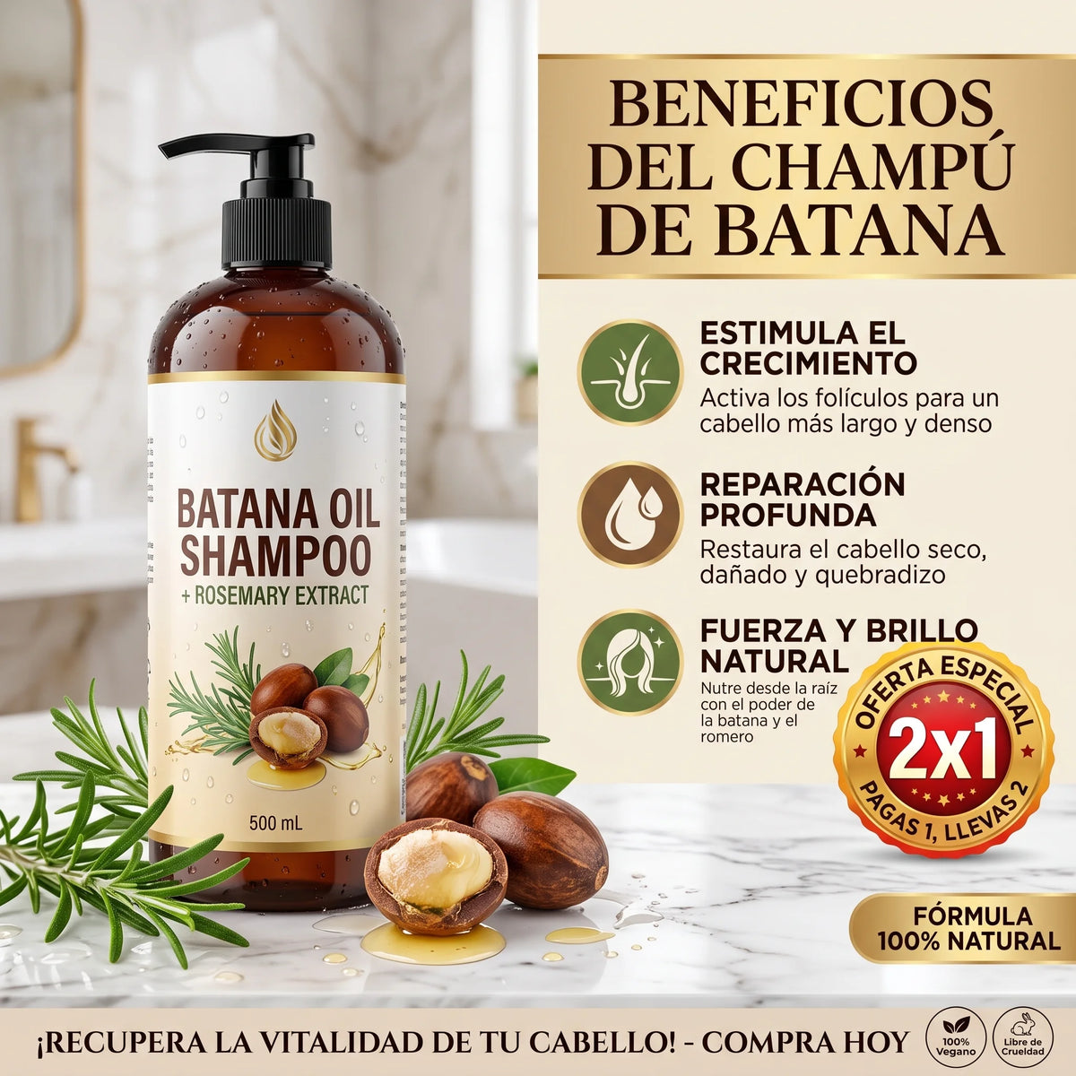 Shampoo Batana + Extracto de Romero - Crecimiento Cabello