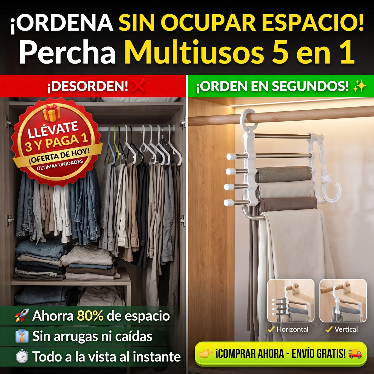 Organizador Multi-Percha 5 en 1 - Lleva 3 paga 1