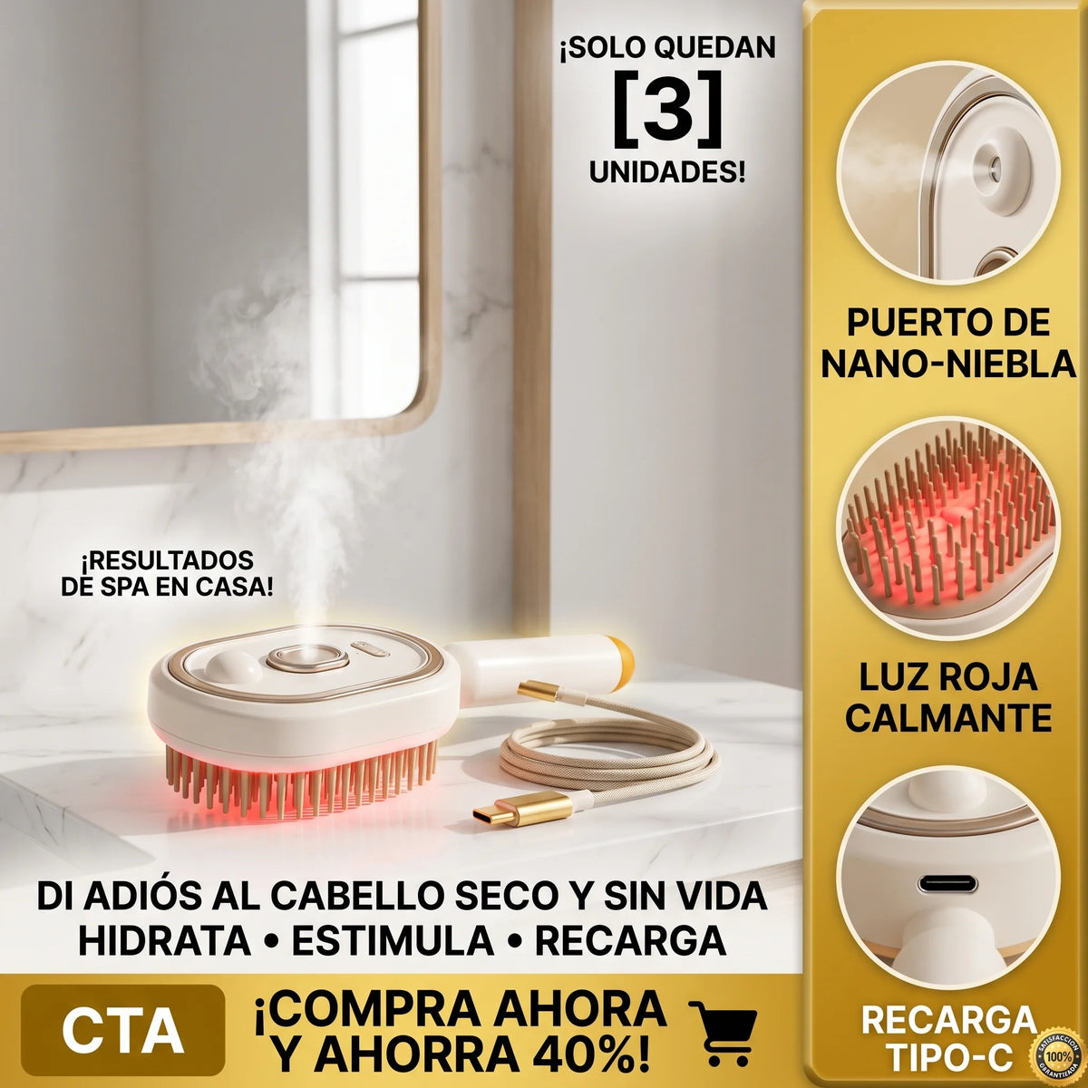 AuraMist™ Pro — Cepillo Masajeador Hidratante