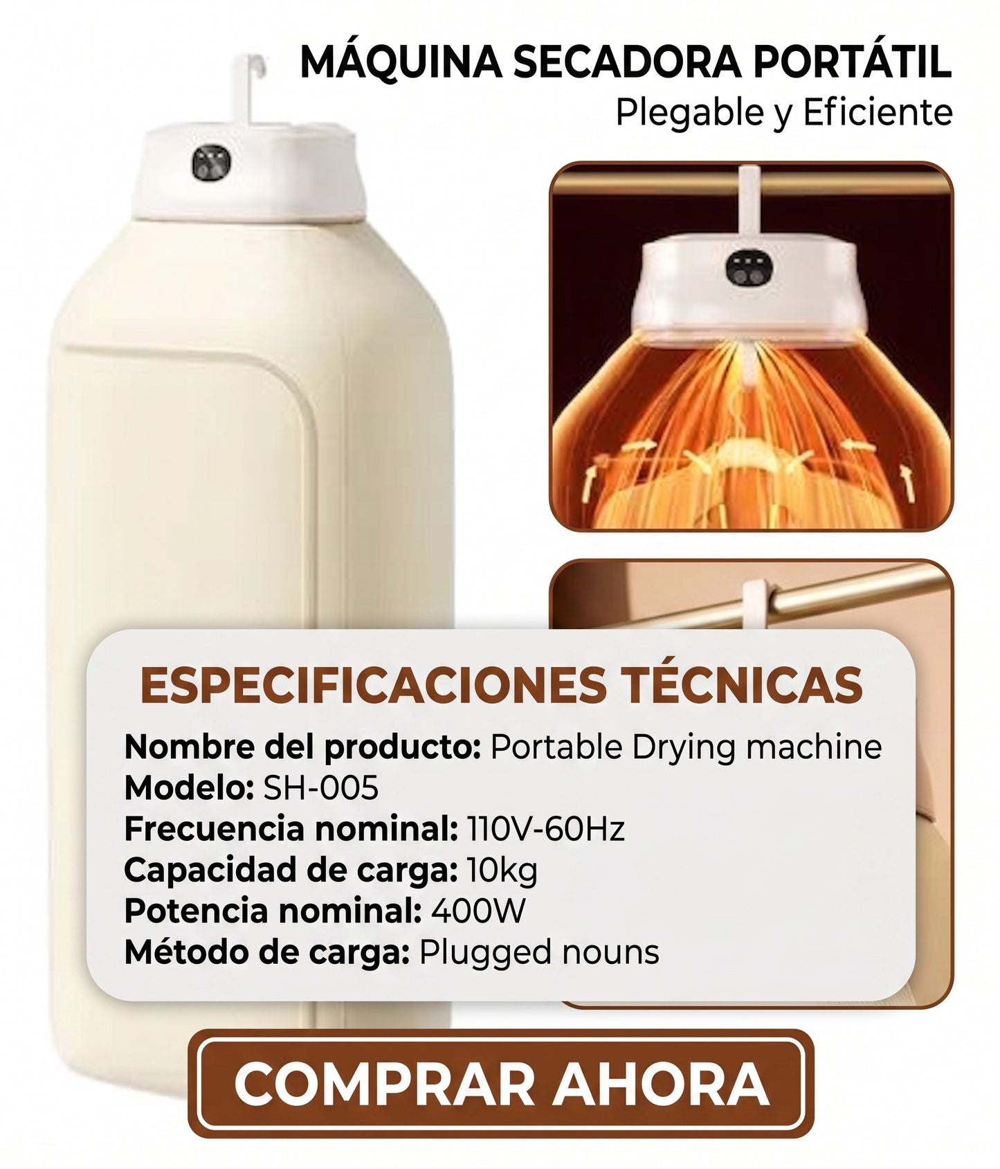 Secadora Ropa Portátil