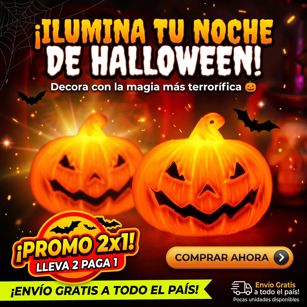 Promo 2x1 - Luces LED de Calabaza Jack-o'-lantern