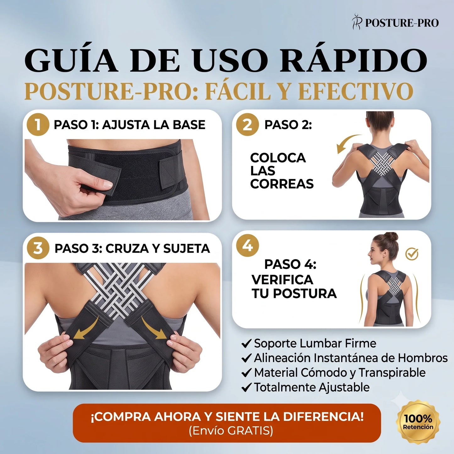 Corrector de Postura con Soporte Lumbar