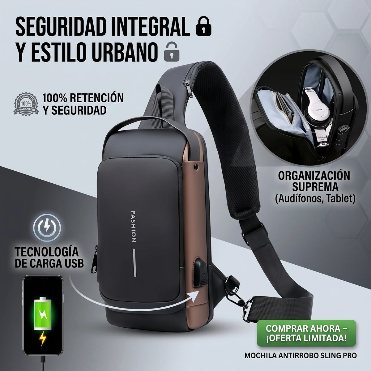 TitanVault Pro™ – Mochila Táctica Antirrobo con Carga USB