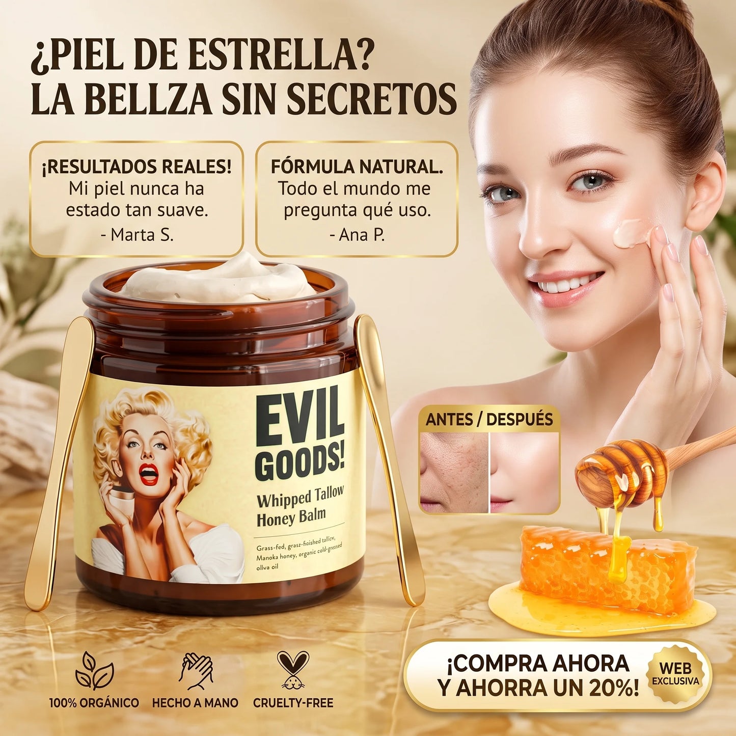 Evil Goods - Bálsamo Batido de Sebo Grass-Fed y Miel