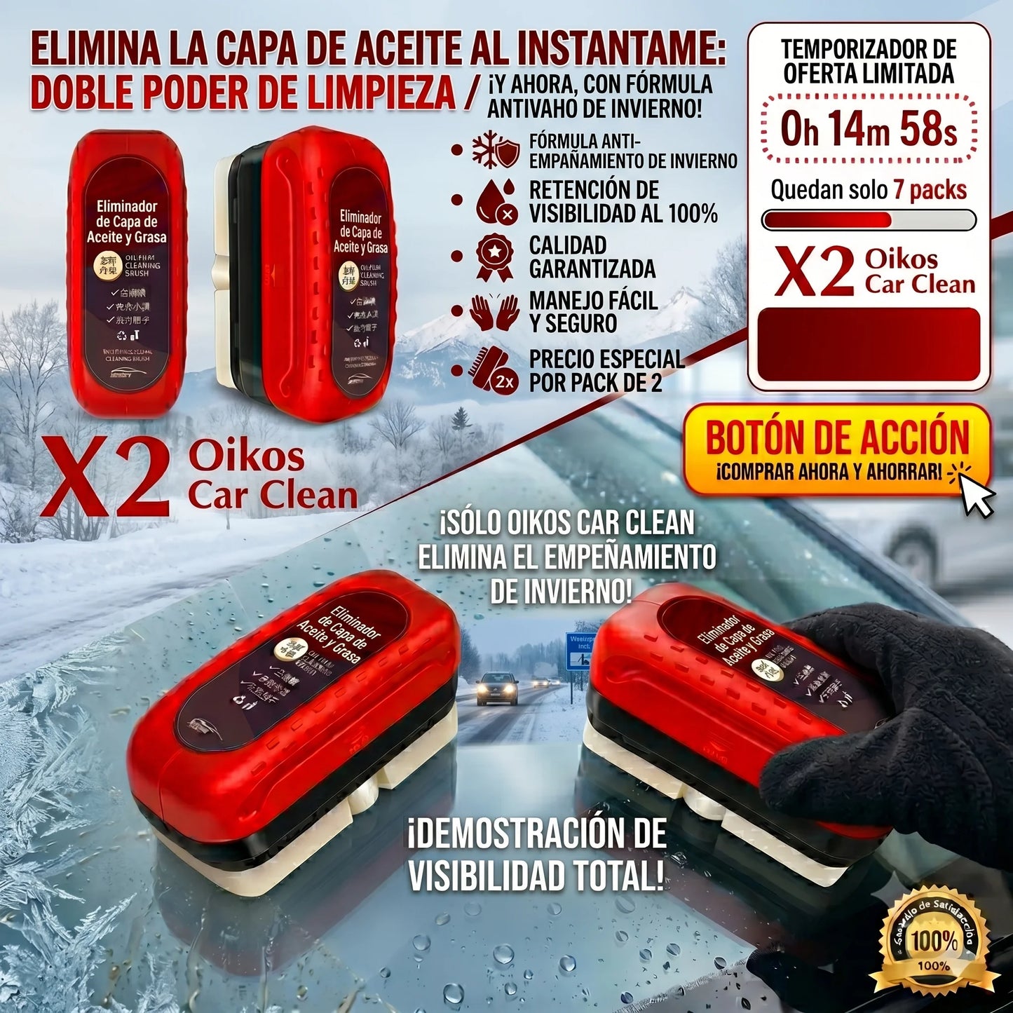 Pack 2 Cepillos Anti Empañante