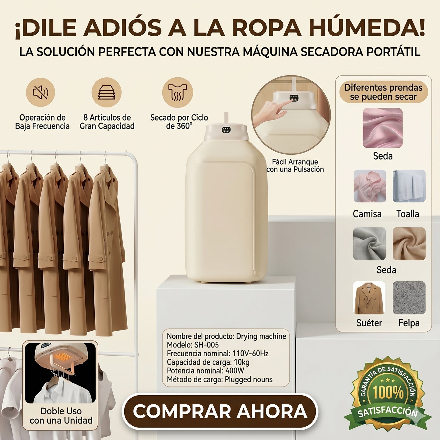 Secadora Ropa Portátil