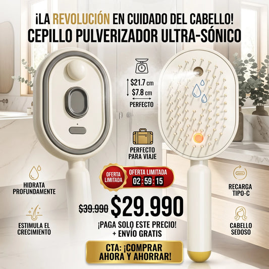 AuraMist™ Pro — Cepillo Masajeador Hidratante