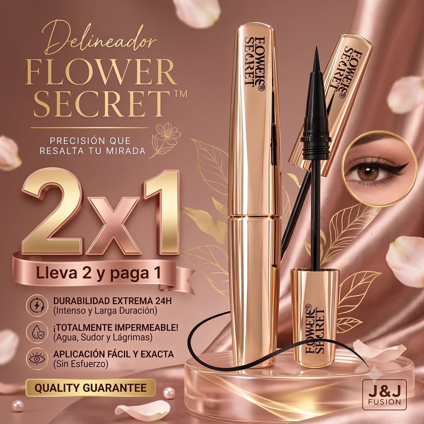 Flower Secret Luxury Line – Pack 2x1 Delineador Líquido a Prueba de Agua