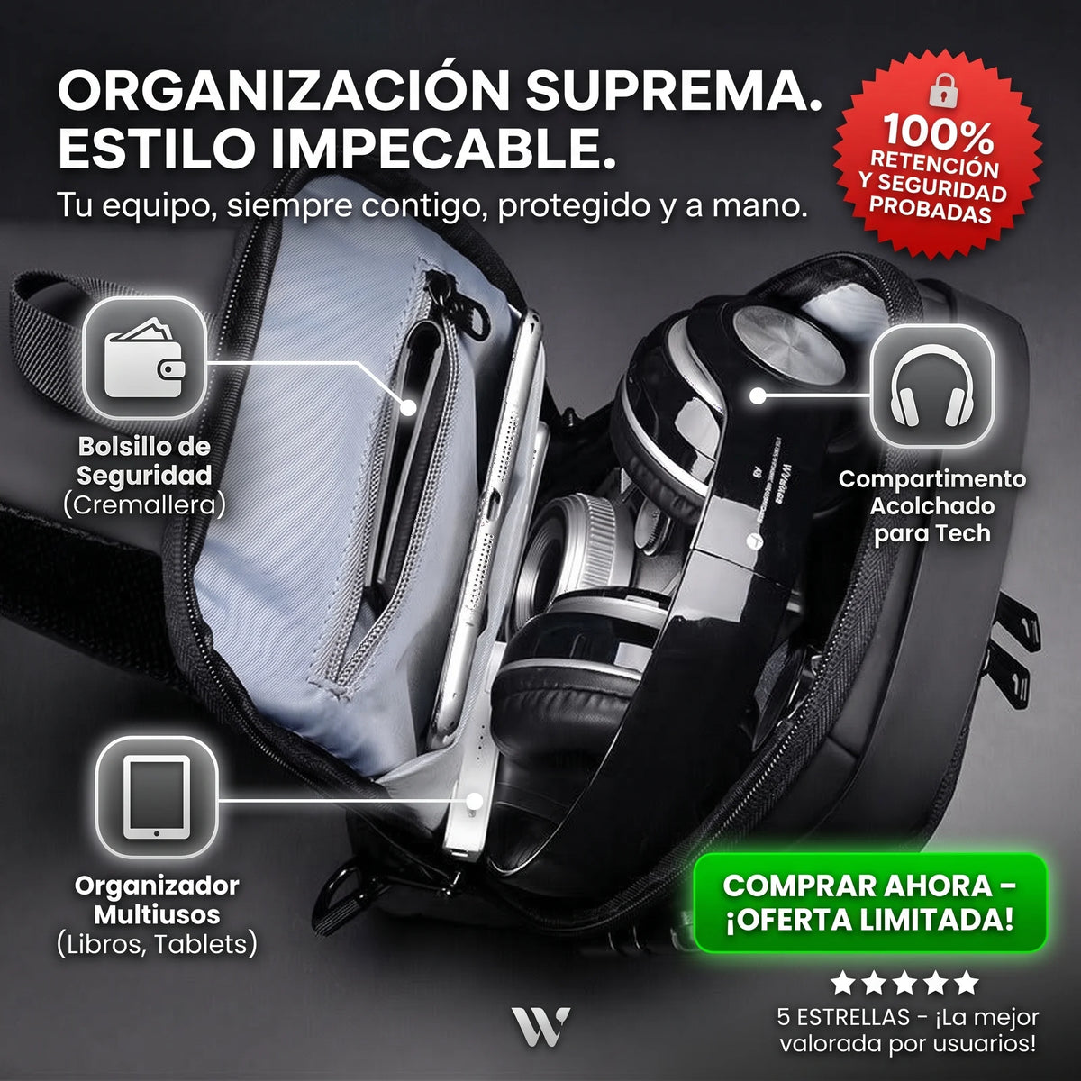 TitanVault Pro™ – Mochila Táctica Antirrobo con Carga USB