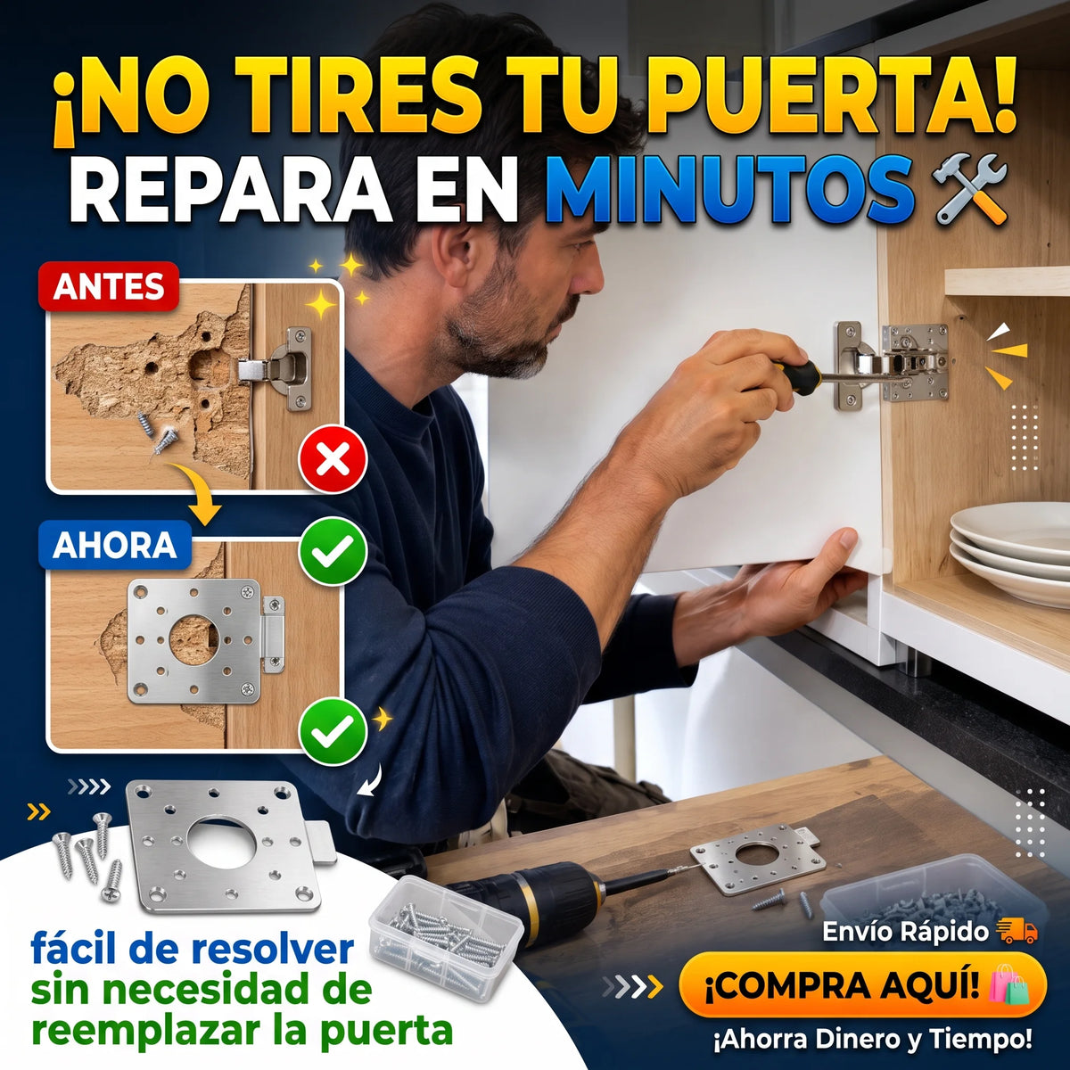 FixMaster™ – Placas de Refuerzo Estructural para Bisagras