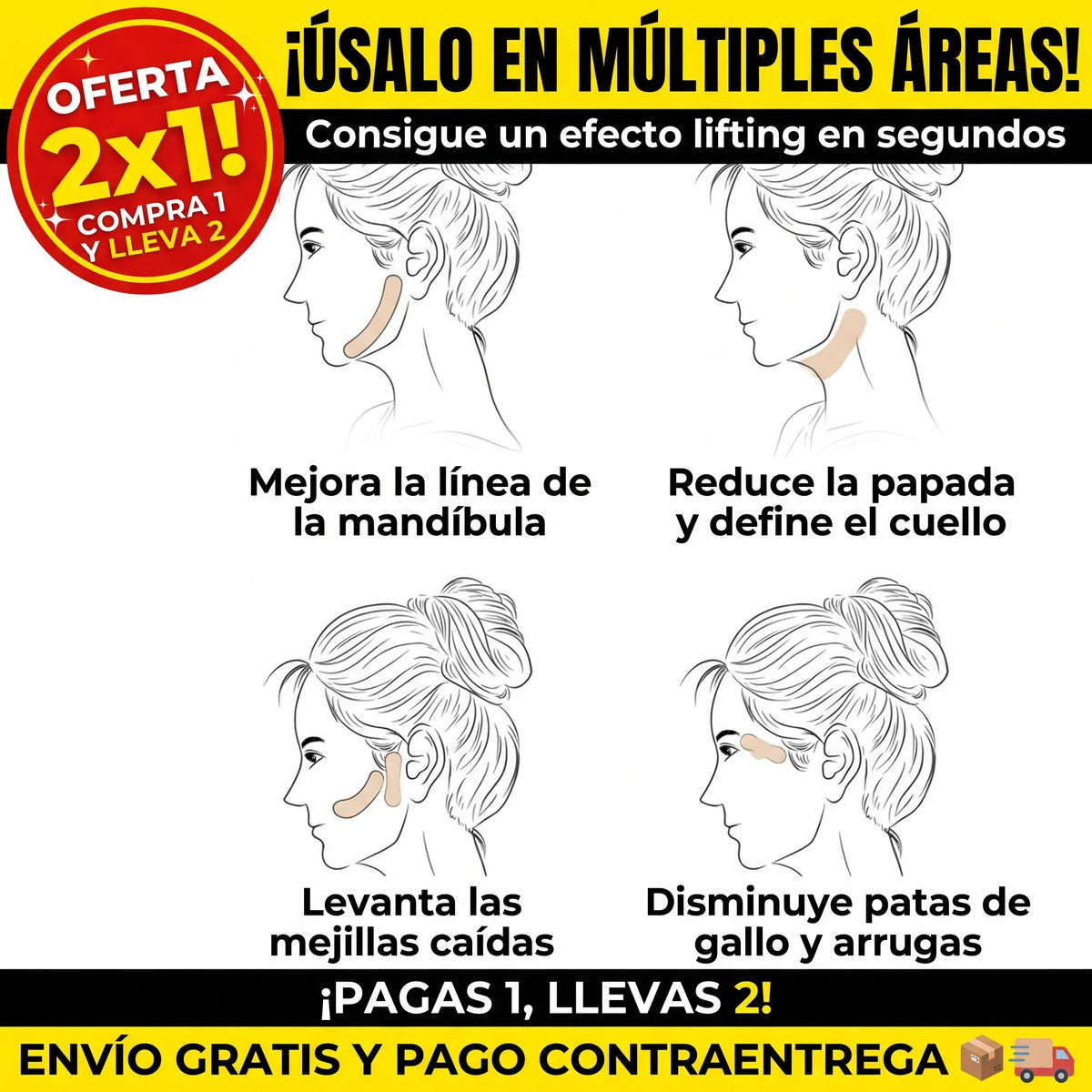 Cintas Faciales Lifting Invisible - Pack 2x40 unidades